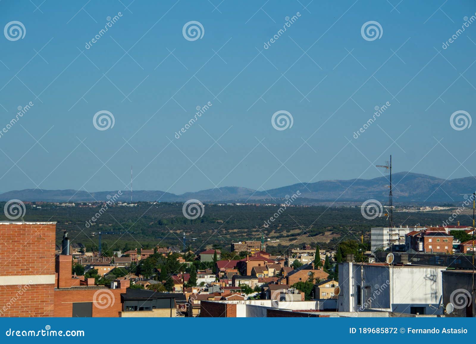 views of the sierra de madrid from above, in spain.